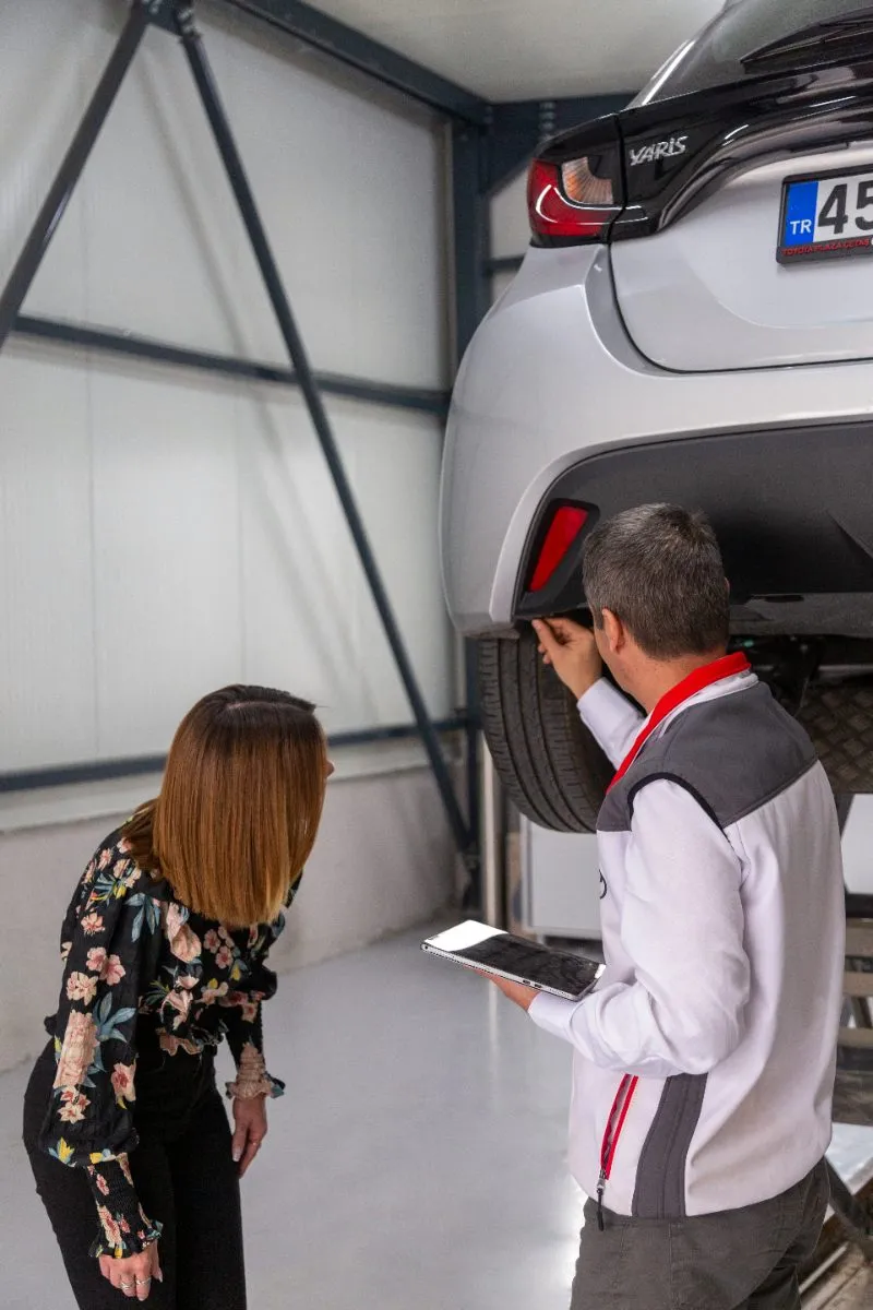A vehicle undergoing authorized service